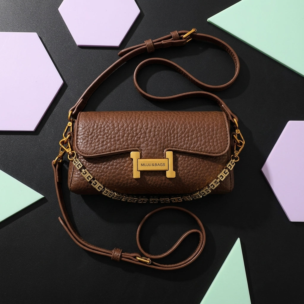 Women's Chain Shoulder Bag | Korean Style, Lock Clasp, PU A1