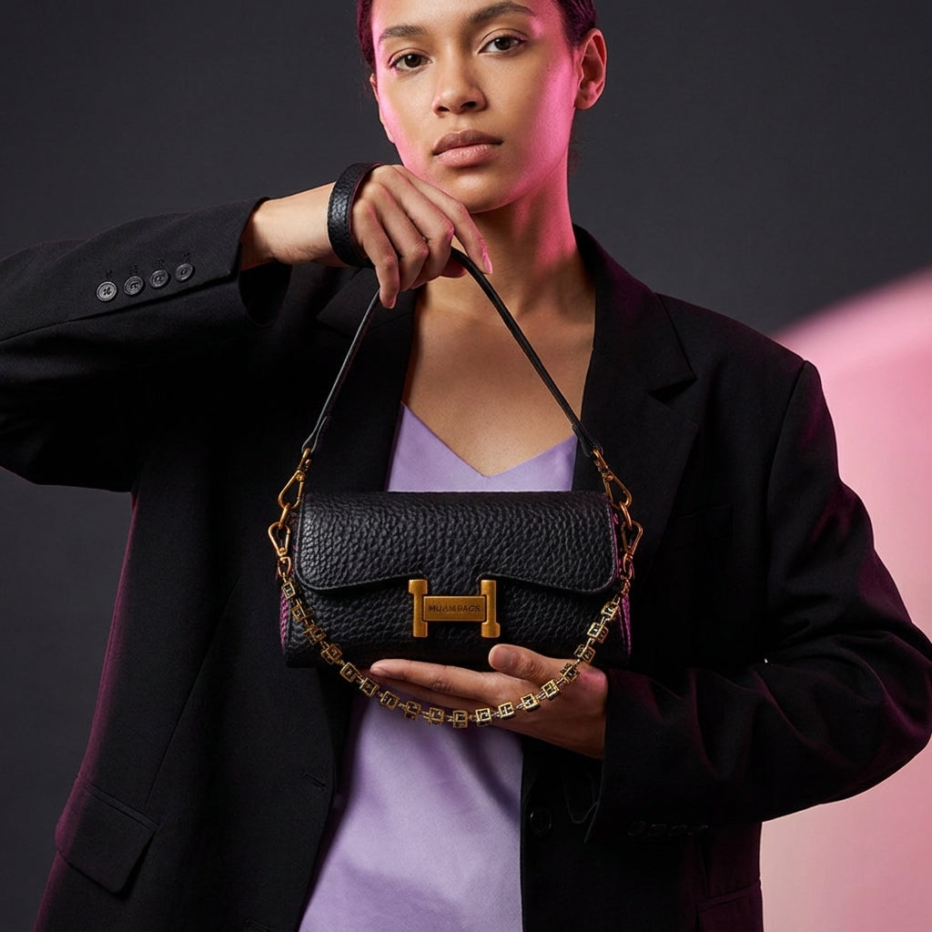 Women's Chain Shoulder Bag | Korean Style, Lock Clasp, PU A1