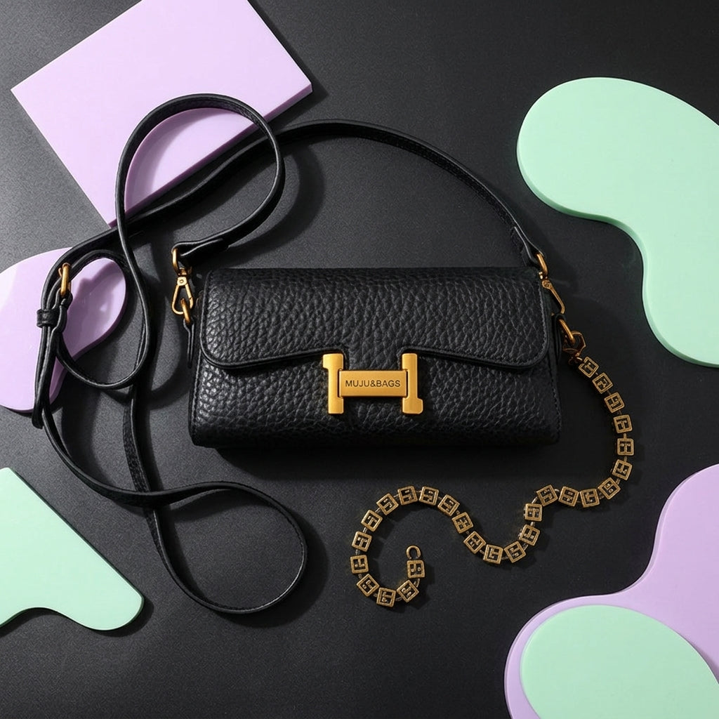 Women's Chain Shoulder Bag | Korean Style, Lock Clasp, PU A1