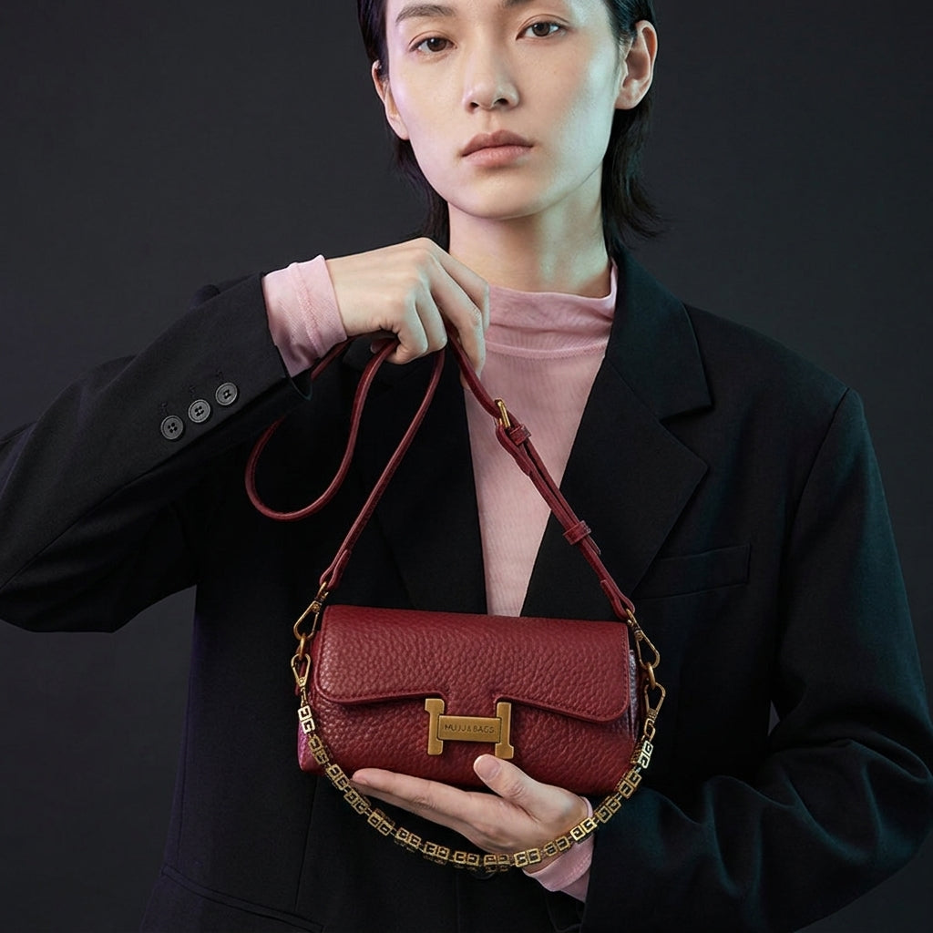 Women's Chain Shoulder Bag | Korean Style, Lock Clasp, PU A1