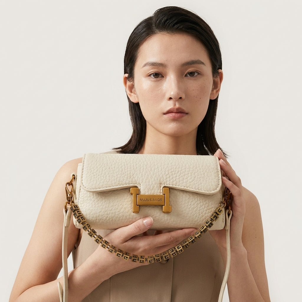 Women's Chain Shoulder Bag | Korean Style, Lock Clasp, PU A1