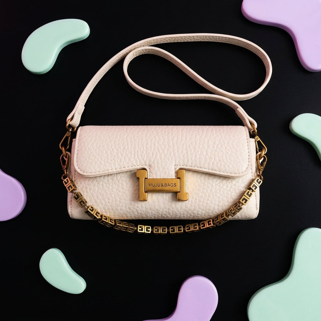 Women's Chain Shoulder Bag | Korean Style, Lock Clasp, PU A1