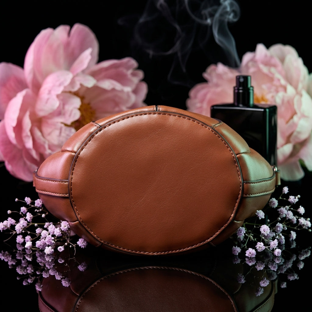 Women's Bucket Shoulder Bag Retro Spliced Round Dumpling Tote A29