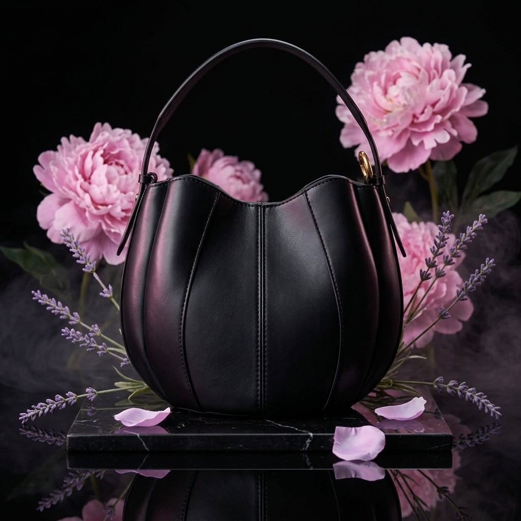 Women's Bucket Shoulder Bag Retro Spliced Round Dumpling Tote A29