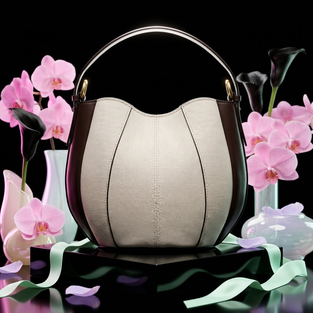 Women's Bucket Shoulder Bag Retro Spliced Round Dumpling Tote A29