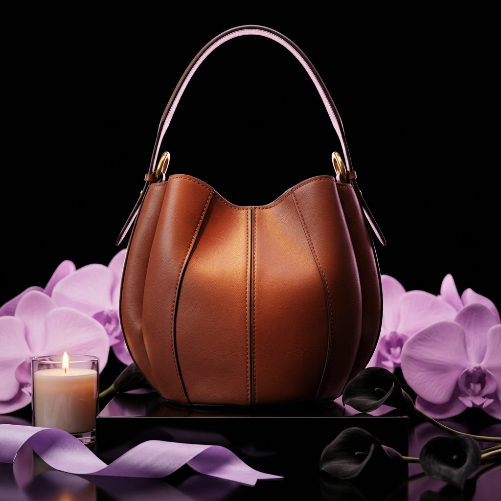 Women's Bucket Shoulder Bag Retro Spliced Round Dumpling Tote A29