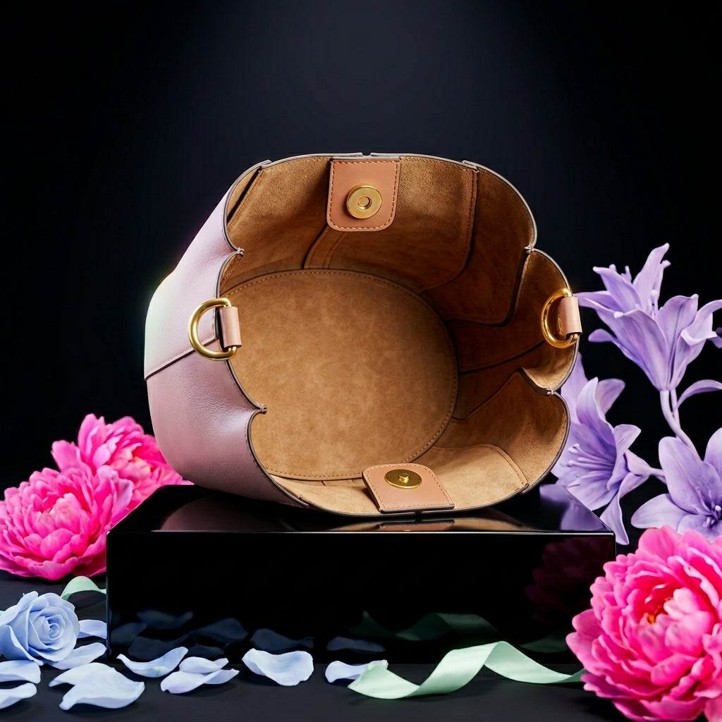 Women's Bucket Shoulder Bag Retro Spliced Round Dumpling Tote A29