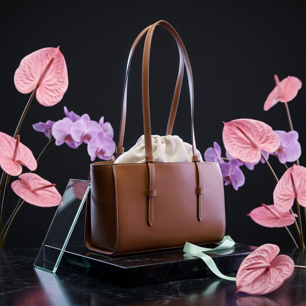 Large PU Leather Tote Bag for Women | Inner Drawstring Bag A8