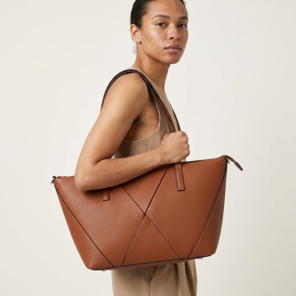 Women's Tote Bag | PU Leather Woven Shoulder Bag for Daily Use A16