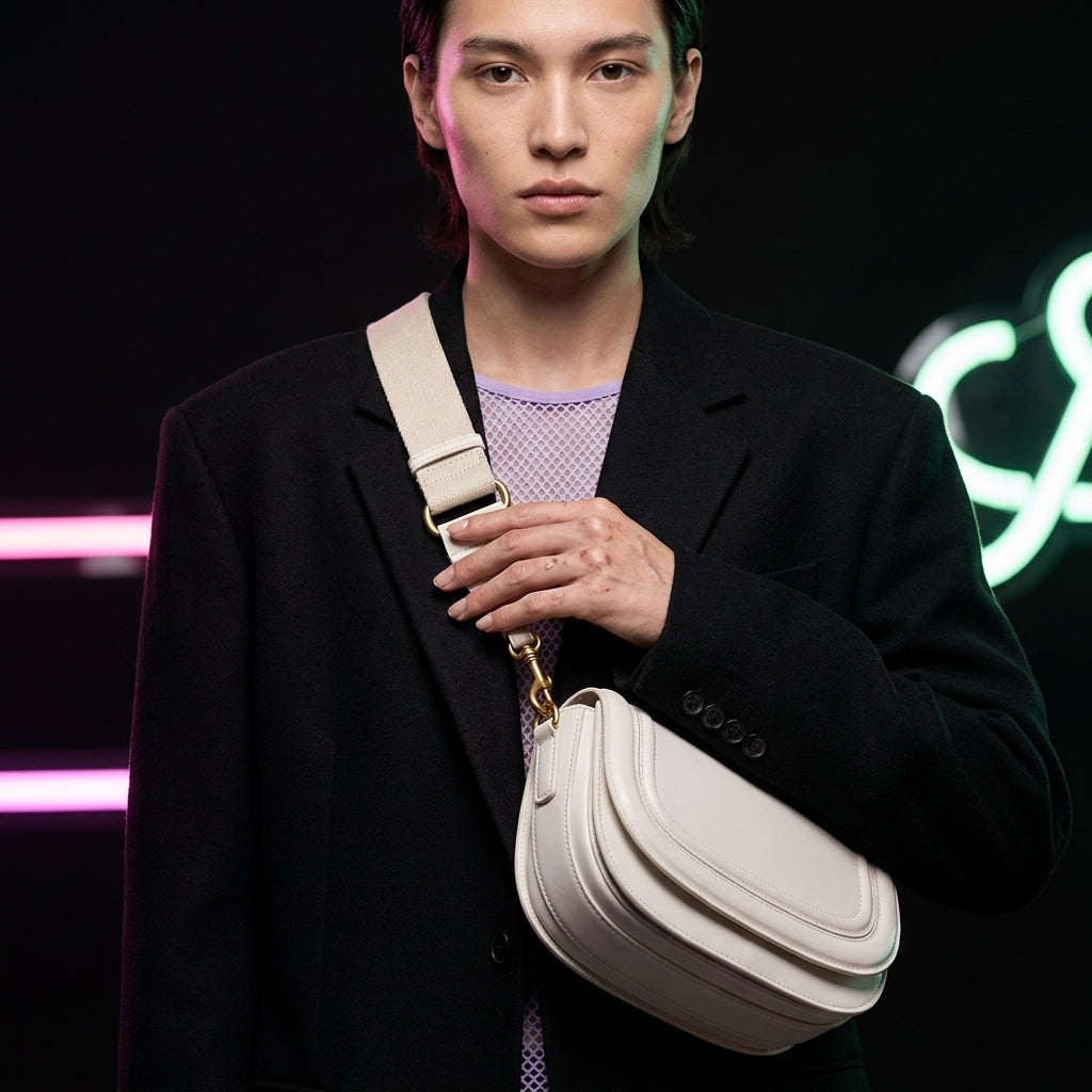 Wide Strap Saddle Bag for Women | Contrast, Magnetic Flap A6