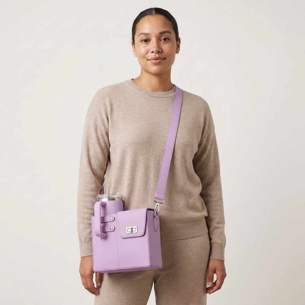 Water Bottle Carrier Bag for Women | PU Leather, Chain Strap A11