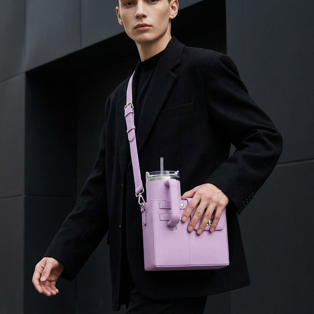 Water Bottle Carrier Bag for Women | PU Leather, Chain Strap A11