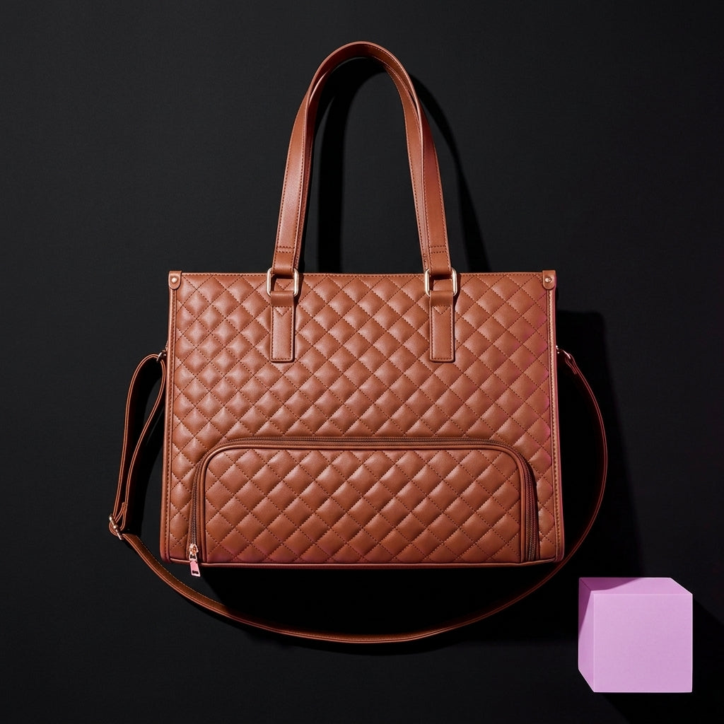 Insulated Lunch Bag for Women | Laptop Sleeve, Quilted Tote A12