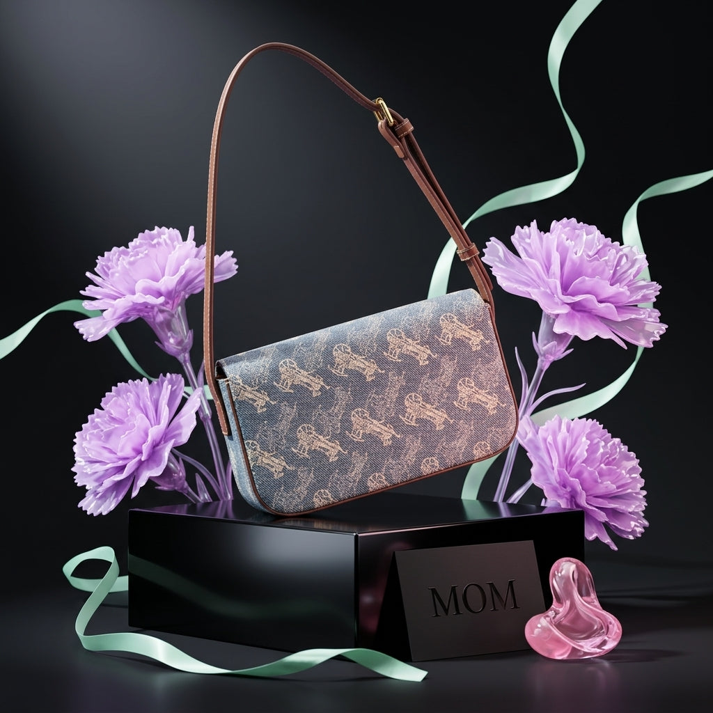 Monogram Shoulder Bag Women | Retro Print PU Baguette Bag A20