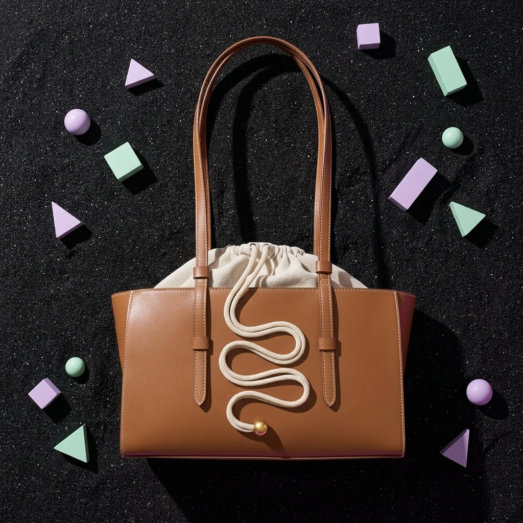 Large PU Leather Tote Bag for Women | Inner Drawstring Bag A8