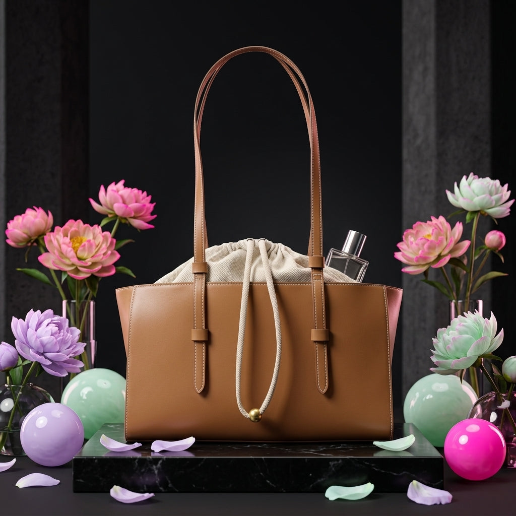 Large PU Leather Tote Bag for Women | Inner Drawstring Bag A8