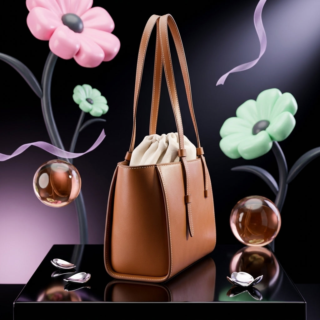 Large PU Leather Tote Bag for Women | Inner Drawstring Bag A8