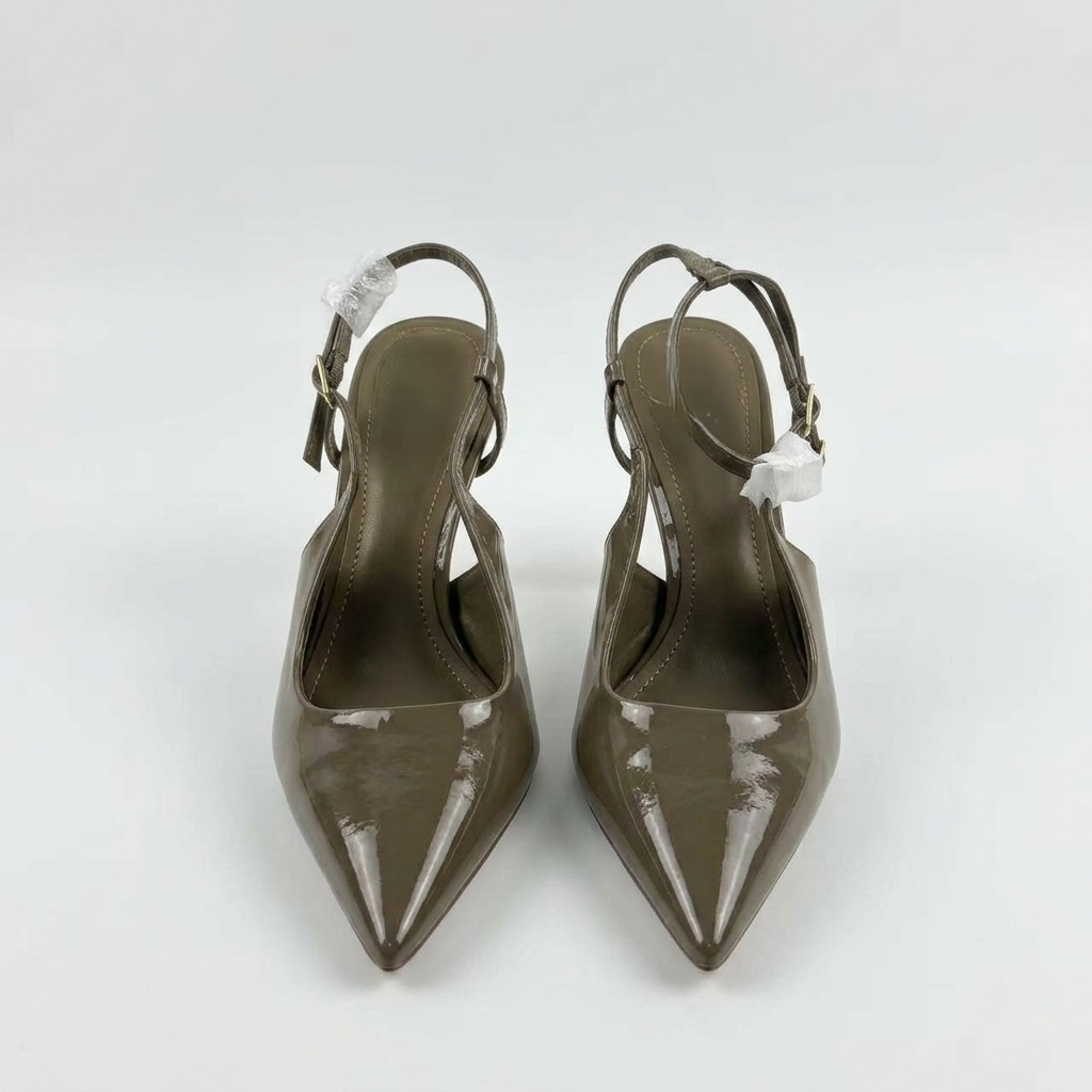 Patent Leather Strap Sandals | French Style Pointed-Toe Thin Heel High Heels A77