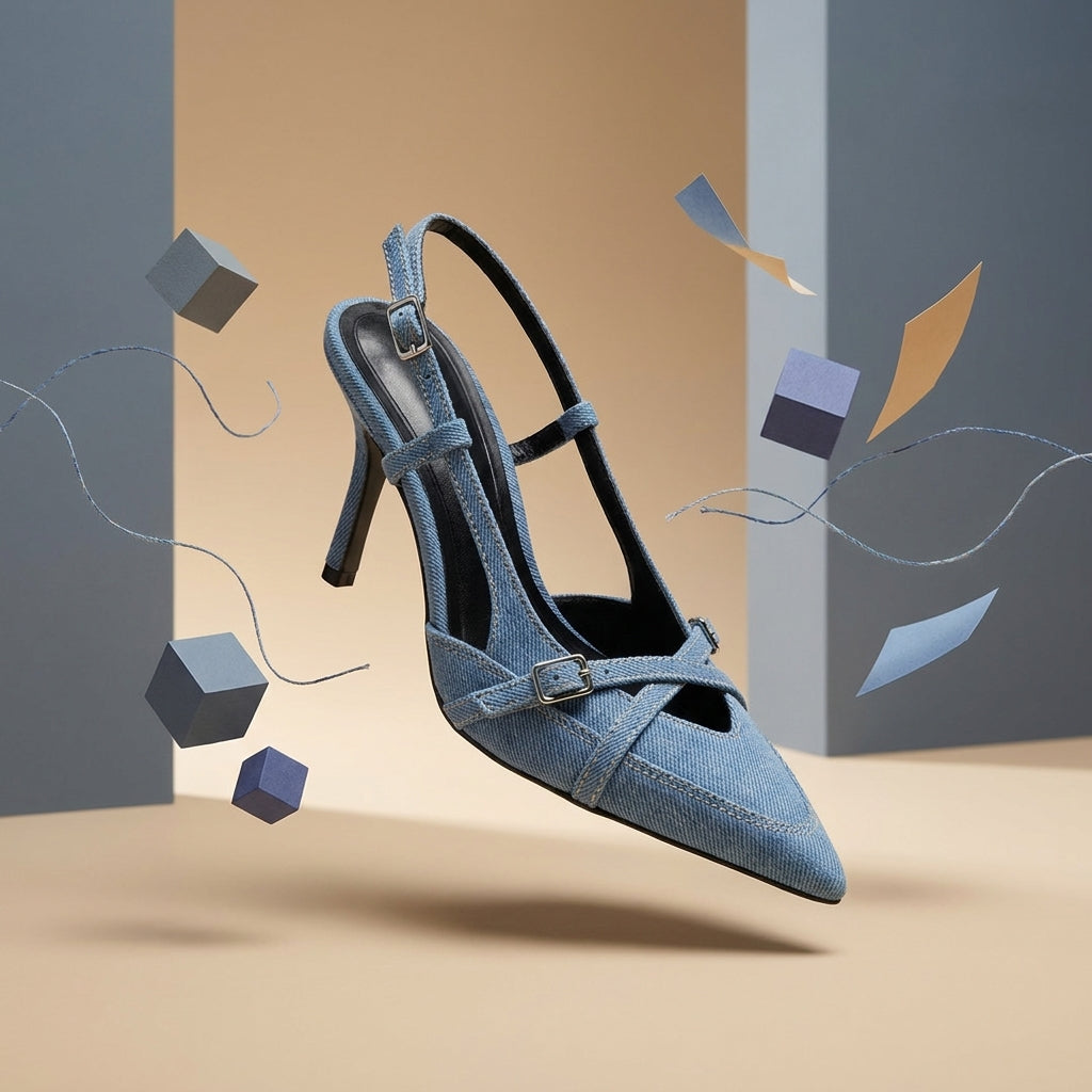Cross Buckle Pointed-Toe Thin Heel Sandals | British Style High Heels for Women A80