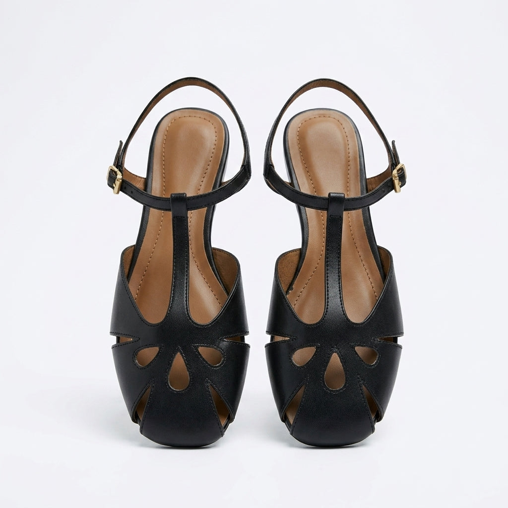 Women's Hollow Roman Flat Sandals | Round-Toe Foot-Wrap Loafers A86
