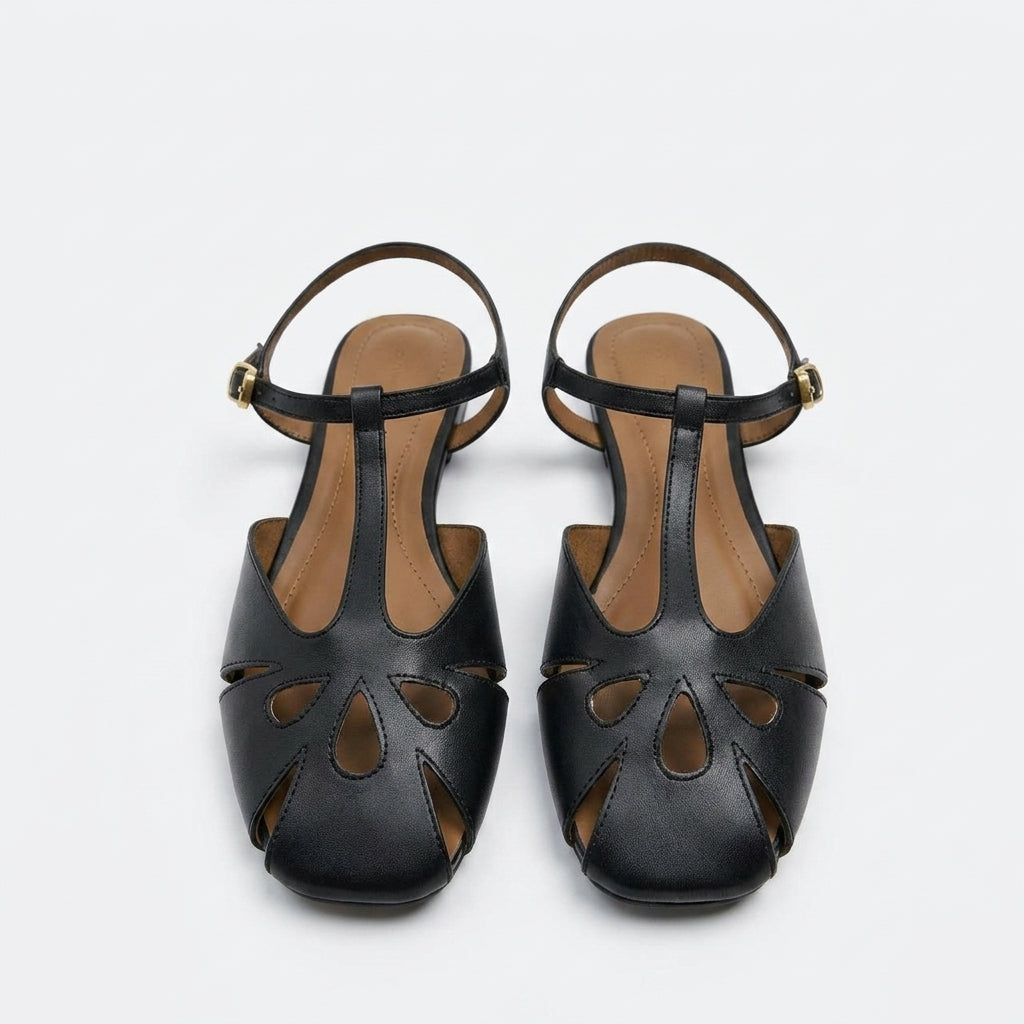 Women's Hollow Roman Flat Sandals | Round-Toe Foot-Wrap Loafers A86