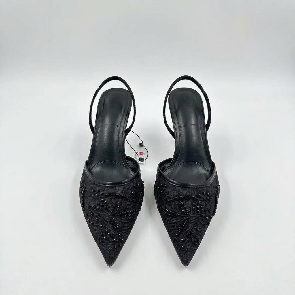 Women's Lace Mesh Pointed-Toe Stiletto Heels | Small Fragrance Princess Style A89