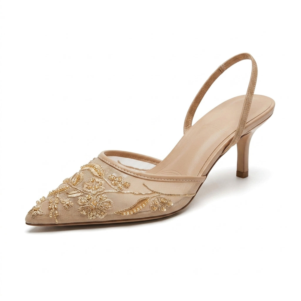 Women's Lace Mesh Pointed-Toe Stiletto Heels | Small Fragrance Princess Style A89