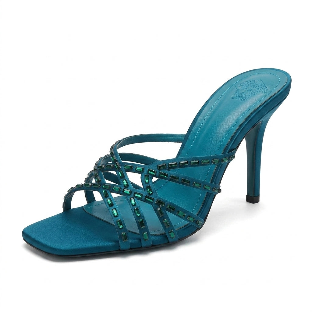 Women's Square-Toe Super High Heel Sandals | Cross-Strap Open-Toe Stilettos A93