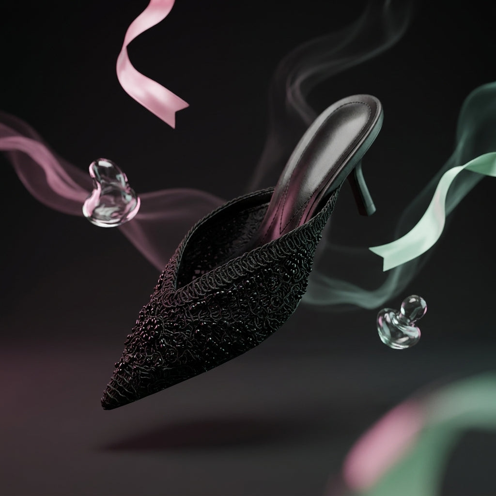 Women's French-Style Embellished Pointed-Toe Stiletto Mules A98