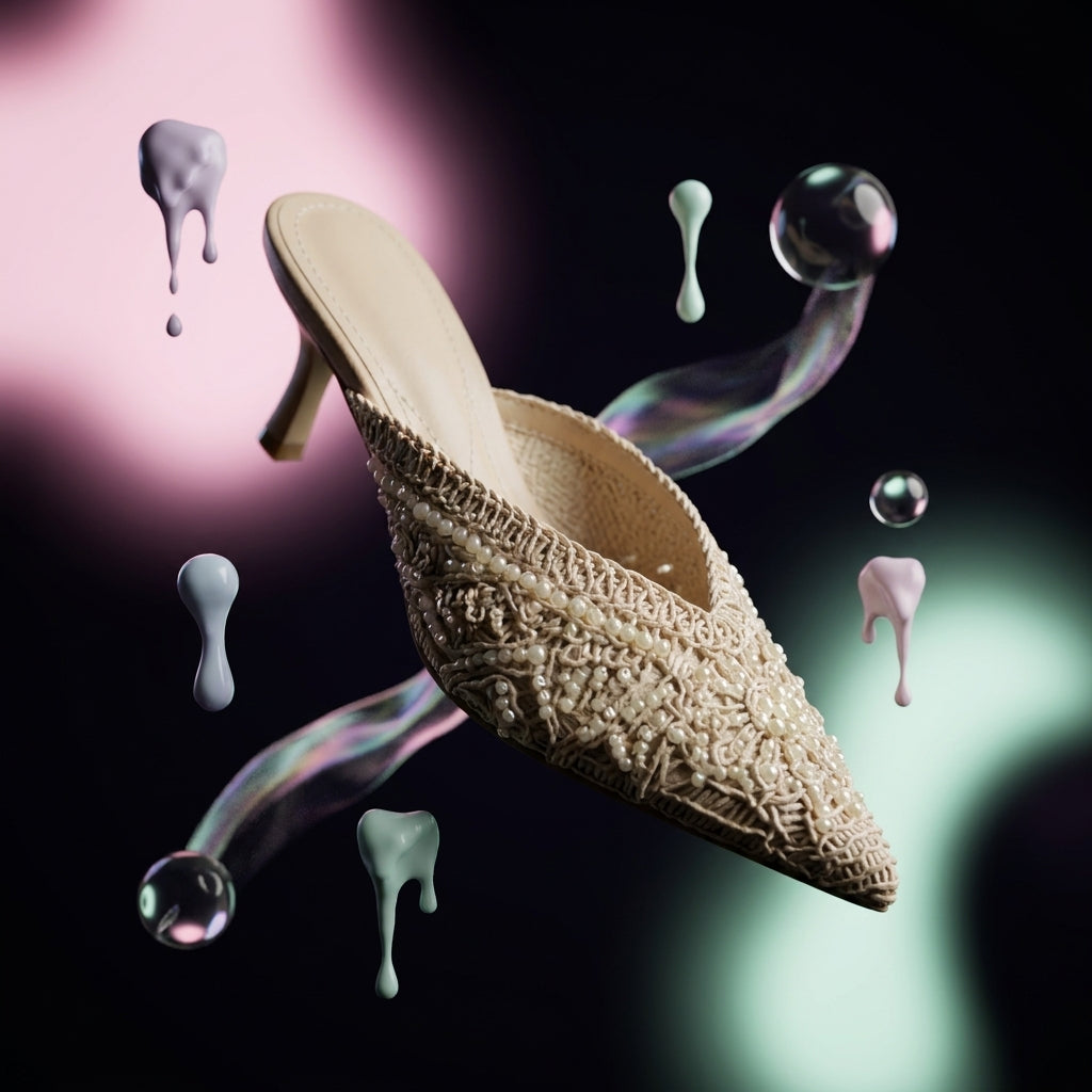 Women's French-Style Embellished Pointed-Toe Stiletto Mules A98