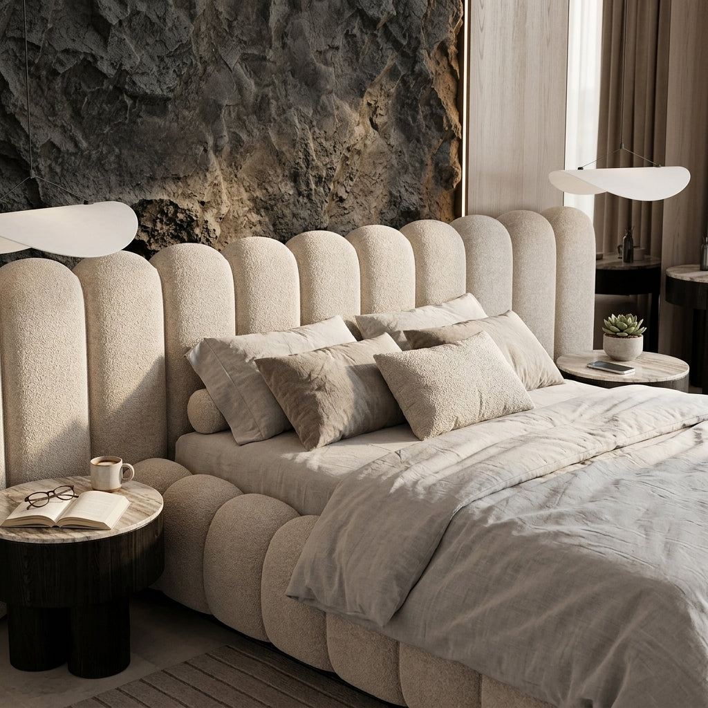 Italian Piano Key Upholstered Bed A108