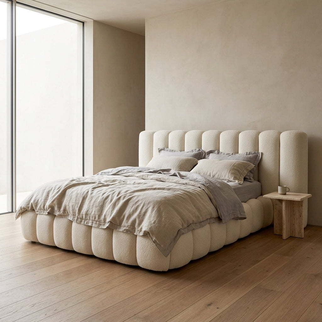 Italian Piano Key Upholstered Bed A108