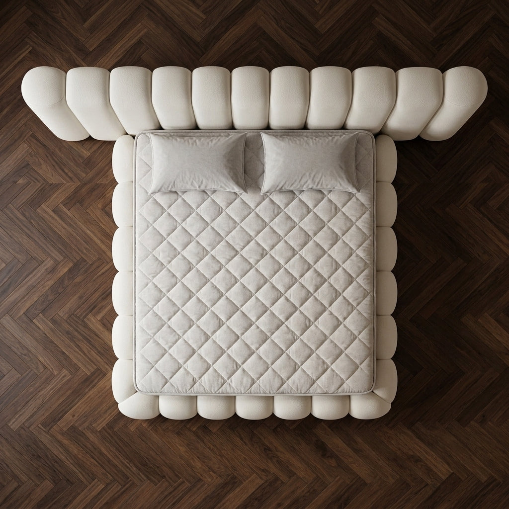 Italian Piano Key Upholstered Bed A108