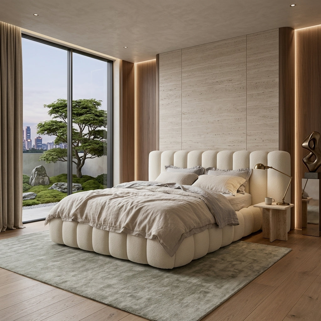 Italian Piano Key Upholstered Bed A108