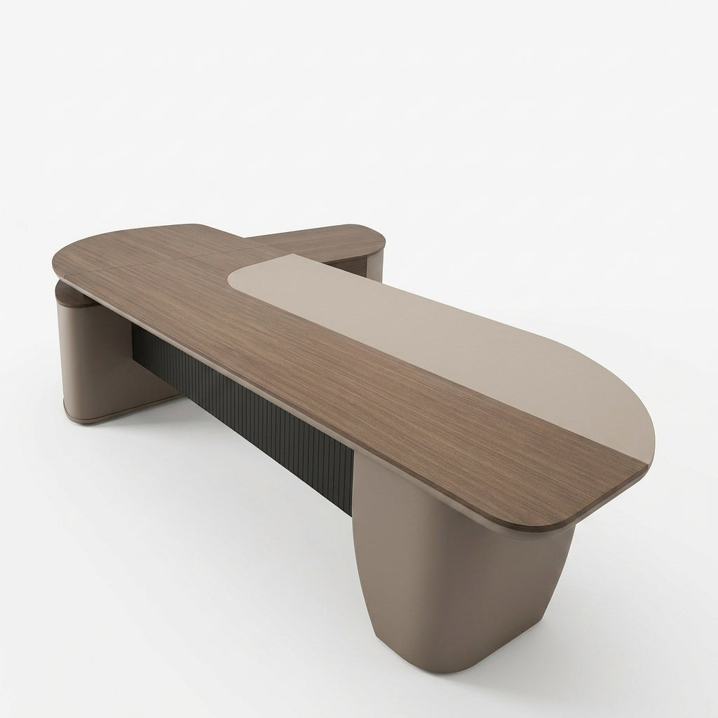 Wood Executive Desk with Side Cabinet A113